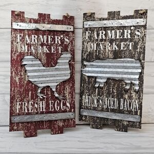 Farmer's‎ Market Wood Sign Set of 2 Farmhouse
